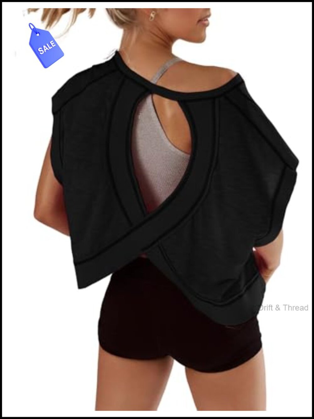 Open Back Workout Tops for Women Oversized Short Sleeve Crop Top Backless